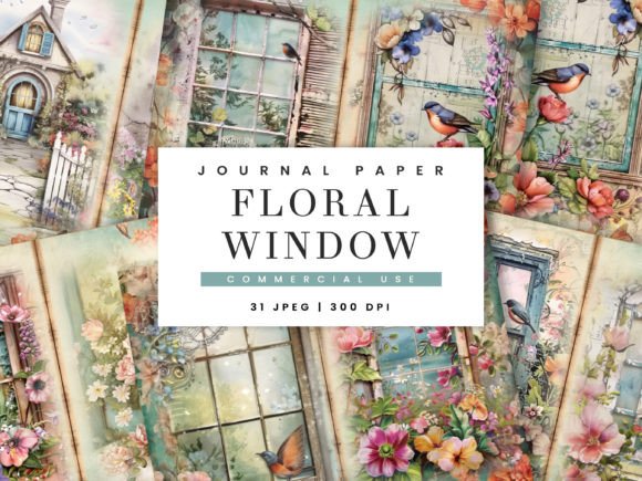 31 Floral Window Decorative Paper Pack for Junk Journals