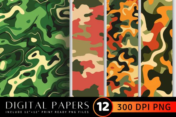 Decorative Camo Digital Paper Backgrounds
