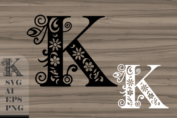 Elegant Floral Decorative Letter K for Creative Projects