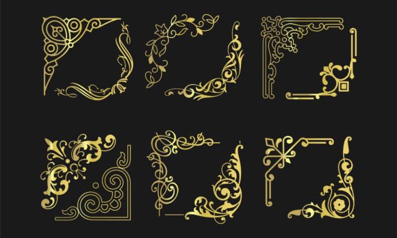 Elegant Gold Decorative Corner Frames for Design