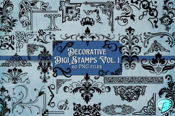 Elevate Your Paper Crafts with Decorative Digital Stamps Vol. 1 PNGs