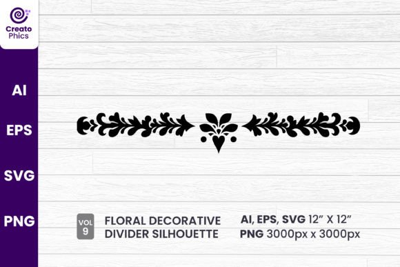 Floral Decorative Divider Silhouette 9 Guide