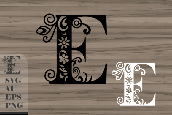 Floral Decorative Letter E: A Versatile Design for Creative Expression
